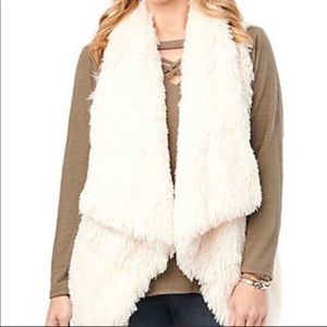 Democracy Faux Fur Open Front Vest NWT
